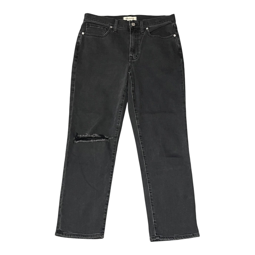 2 for $20 Madewell Girljean Adolpha Black Wash Denim Ripped Knee Womens Size 27